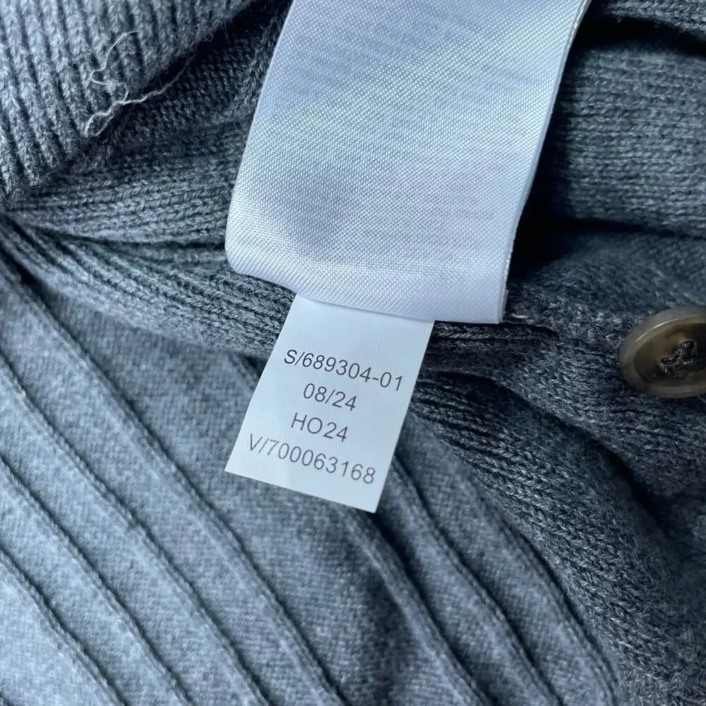 NWT $100 Banana Republic Organic Cotton Ribbed Sweater Polo Long Sleeve Mens L